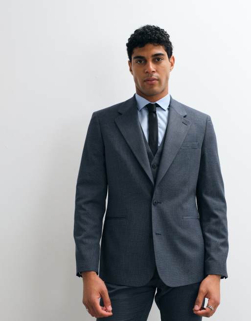 ASOS DESIGN – Marinblå, tvättbar kostym i slim fit och yllemix, 2 av 4