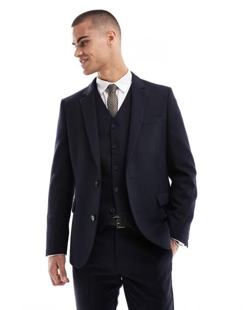 ASOS DESIGN – Marinblå kavaj i ylle med extra smal passform, del av kostym - view 1