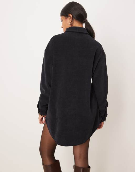 ASOS DESIGN – Marinblå, kort skjortklänning i manchester, 4 av 4