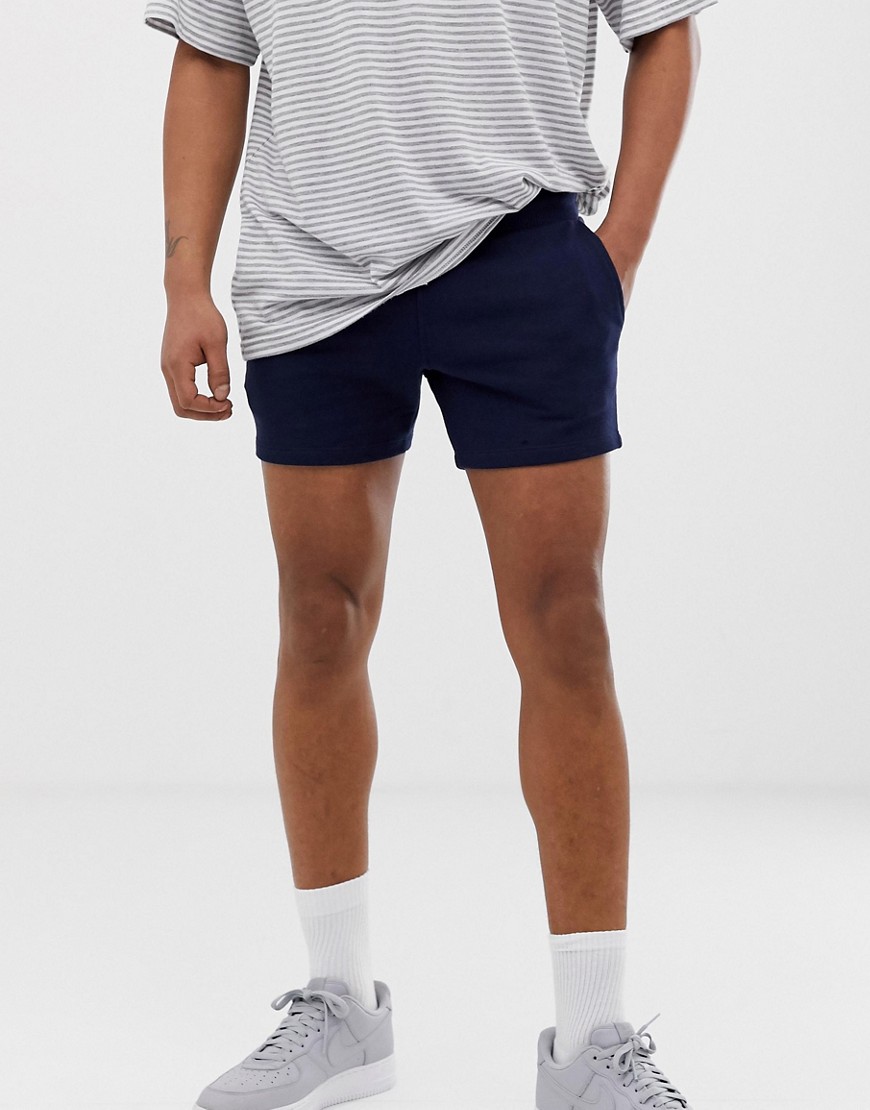 ASOS DESIGN – Marinblå korta jerseyshorts med extra smal passform