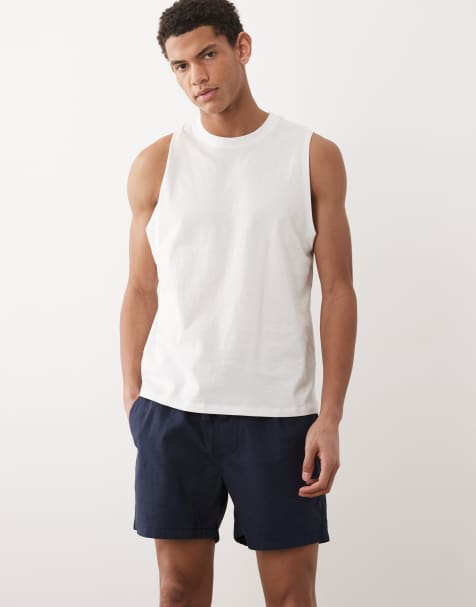 ASOS DESIGN – Marinblå, korta shorts i linnemix och slim fit - view 1