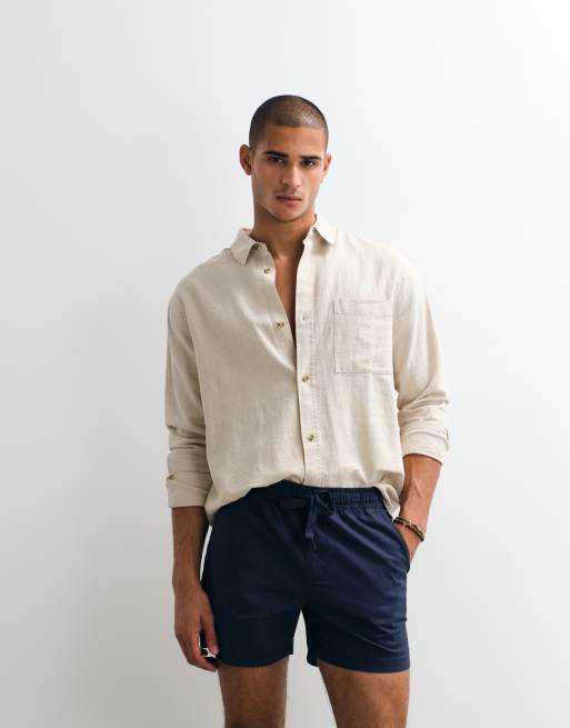 ASOS DESIGN – Marinblå, korta shorts i linnemix och slim fit, 2 av 5