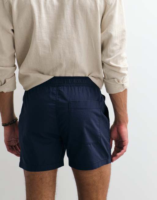ASOS DESIGN – Marinblå, korta shorts i linnemix och slim fit, 4 av 5