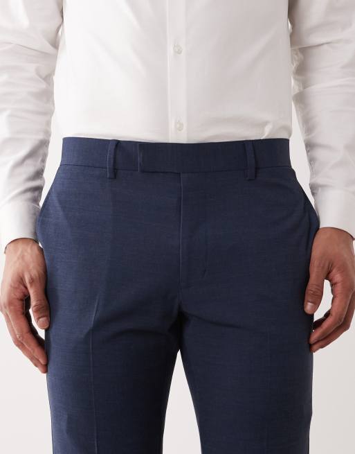ASOS DESIGN – Marinblå kostymbyxor i tvättbart ylletyg med smal passform, 5 av 5