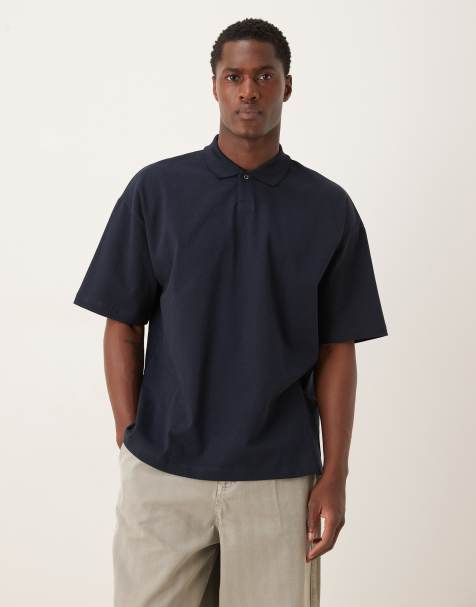 ASOS DESIGN – Marinblå, kraftig pikétröja i oversize - view 1