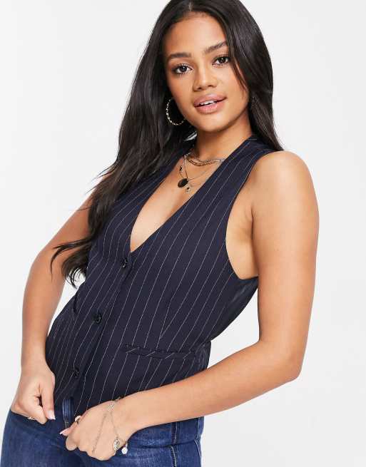 ASOS DESIGN – Marinblå kritstrecksrandig kostym i 3 delar, 3 av 4