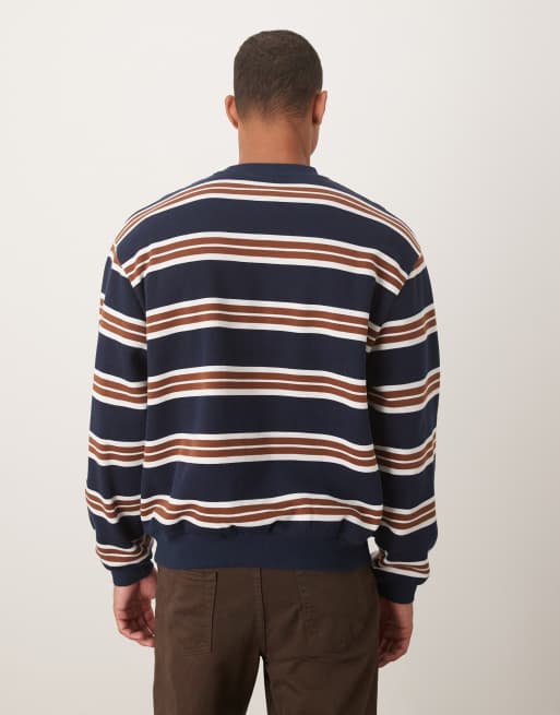 ASOS DESIGN – Marinblå, kritstrecksrandig topp med rund halsringning och avslappnad passform, 3 av 5