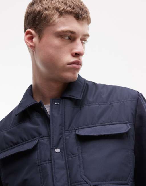 ASOS DESIGN – Marinblå, kviltad foderjacka i regular fit, 3 av 5
