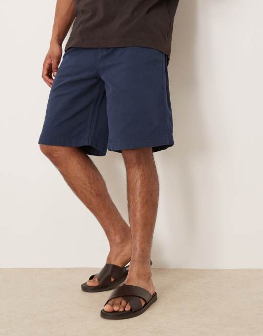 ASOS DESIGN – Marinblå, långa shorts med veck, 2 av 5
