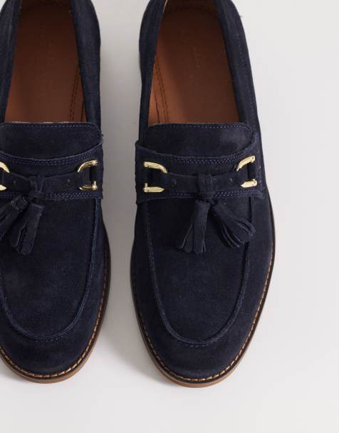 ASOS DESIGN – Marinblå loafers i mocka med tofsar - view 1