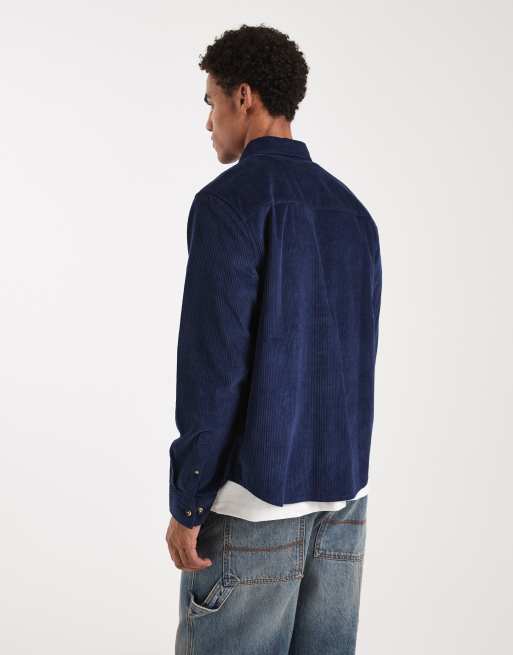 ASOS DESIGN – Marinblå manchesterskjorta i regular fit, 4 av 5