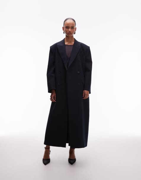 ASOS DESIGN – Marinblå, maskulin maxikavaj i oversize - view 1