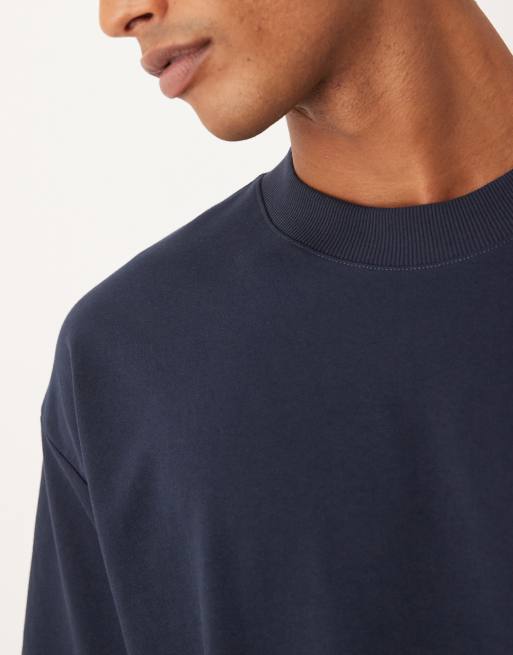 ASOS DESIGN – Marinblå, mjuk, kraftig t-shirt i oversize med boxig passform, 5 av 5