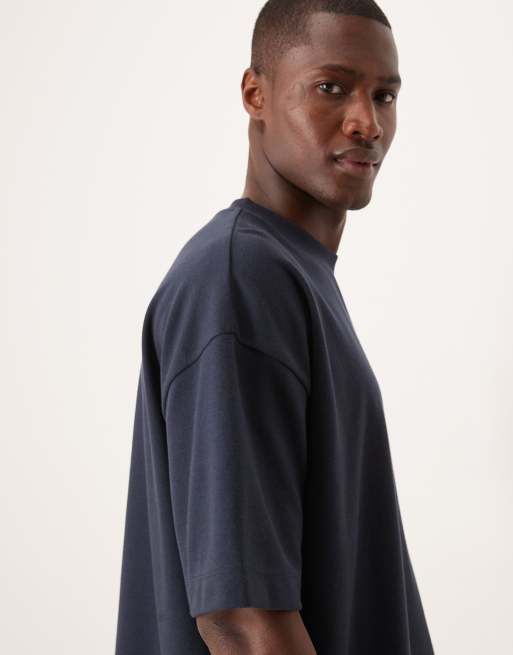 ASOS DESIGN – Marinblå, mjuk, kraftig t-shirt i oversize, 2 av 5