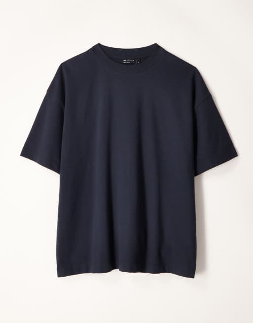 ASOS DESIGN – Marinblå, mjuk, kraftig t-shirt i oversize, 5 av 5