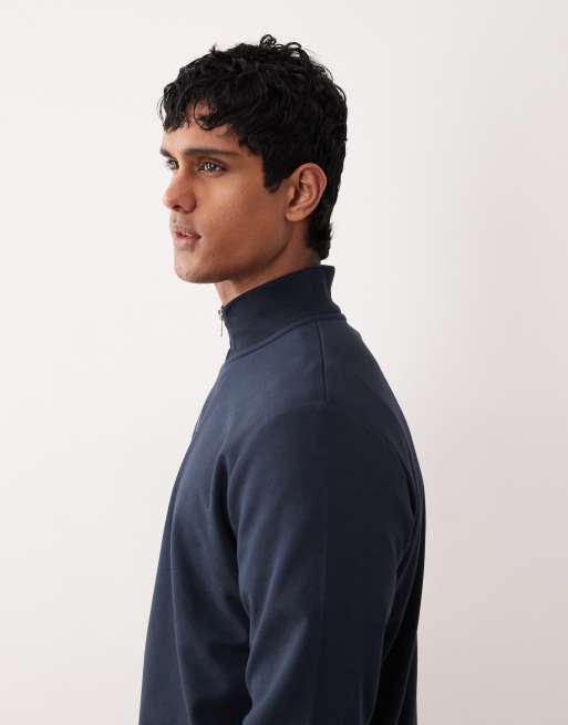 ASOS DESIGN – Marinblå, mjuk sweatshirt med kvartslång dragkedja, del av set, 5 av 5