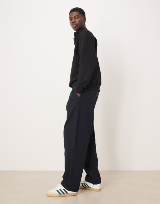 ASOS DESIGN – Marinblå mjukisbyxor i oversize med veckdetaljer, 3 av 5
