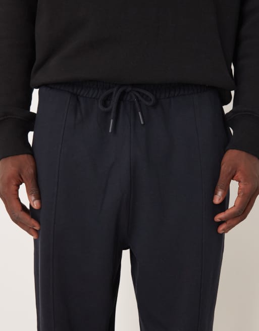 ASOS DESIGN – Marinblå mjukisbyxor i oversize med veckdetaljer, 4 av 5