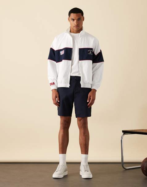 ASOS DESIGN – Marinblå, normallånga chinoshorts med smal passform - view 1