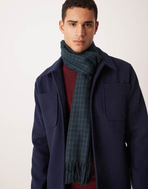 ASOS DESIGN – Marinblå och grön, vävt halsduk med hundtandsmönster, 3 av 3
