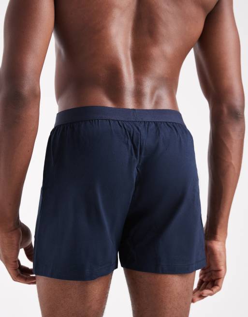 ASOS DESIGN – Marinblå och svarta boxershorts, 2-pack, 2 av 3