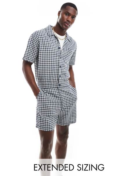 ASOS DESIGN – Marinblå och vit, ginghamrutig overall - view 1