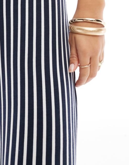 ASOS DESIGN – Marinblå och vitrandig jumpsuit med vida ben och djup halsringning, 4 av 4