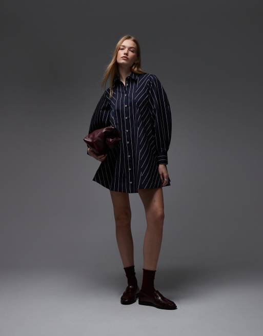 ASOS DESIGN – Marinblå och vitrandig skjortklänning i minilängd med smock, 2 av 4