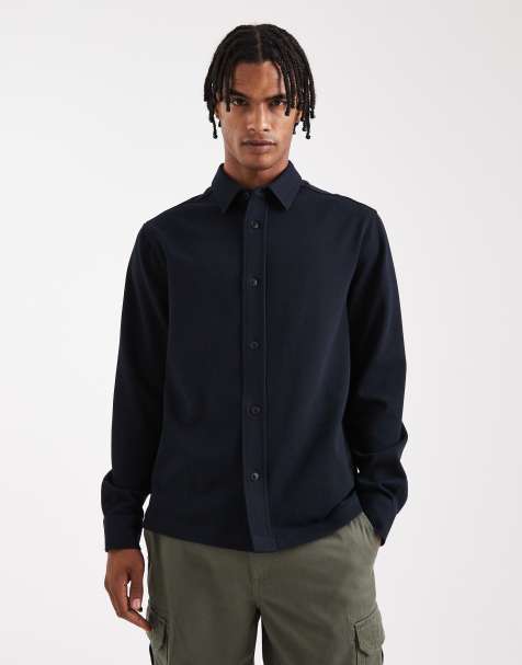 ASOS DESIGN – Marinblå overshirt i jersey - view 1