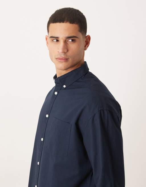 ASOS DESIGN – Marinblå oxfordskjorta i oversized fit och 90-talsstil, 4 av 5