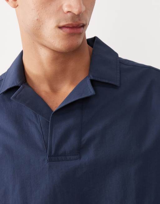 ASOS DESIGN – Marinblå poplinskjorta i oversize med platt krage, 5 av 5