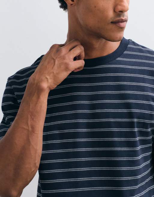 ASOS DESIGN – Marinblå, randig och kraftig t-shirt med avslappnad passform, 3 av 5