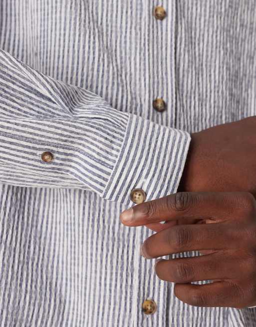 ASOS DESIGN – Marinblå, randig skjorta av bäckebölja i oversize modell, 5 av 5