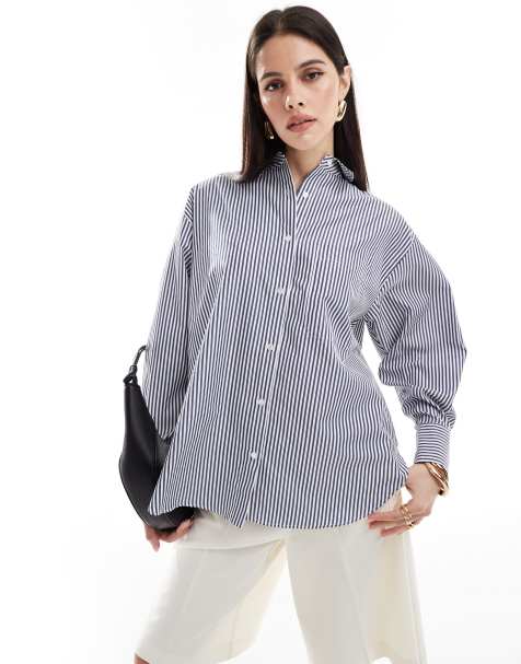 ASOS DESIGN – Marinblå, randig skjorta i oversize - view 1