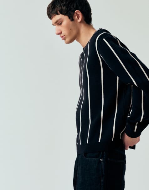 ASOS DESIGN – Marinblå, randig, stickad tröja i oversize - view 1
