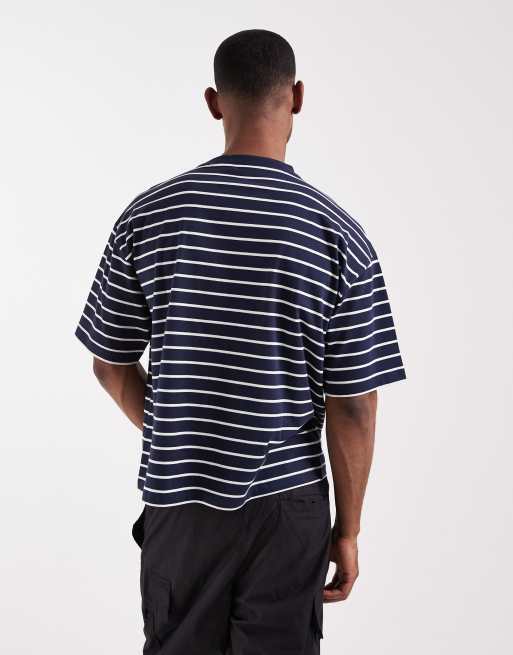 ASOS DESIGN – Marinblå, randig t-shirt i oversize med boxig passform, 4 av 5