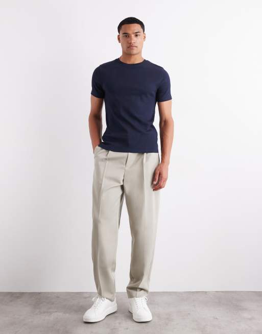ASOS DESIGN – Marinblå, ribbad, enkel t-shirt i muscle fit, 2 av 6