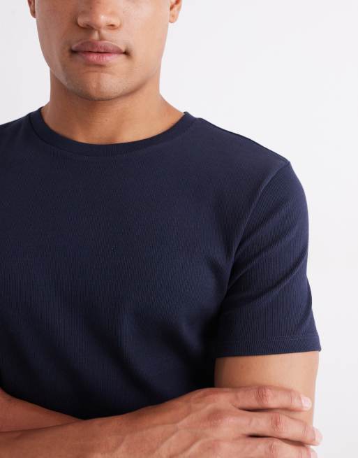 ASOS DESIGN – Marinblå, ribbad, enkel t-shirt i muscle fit, 5 av 6