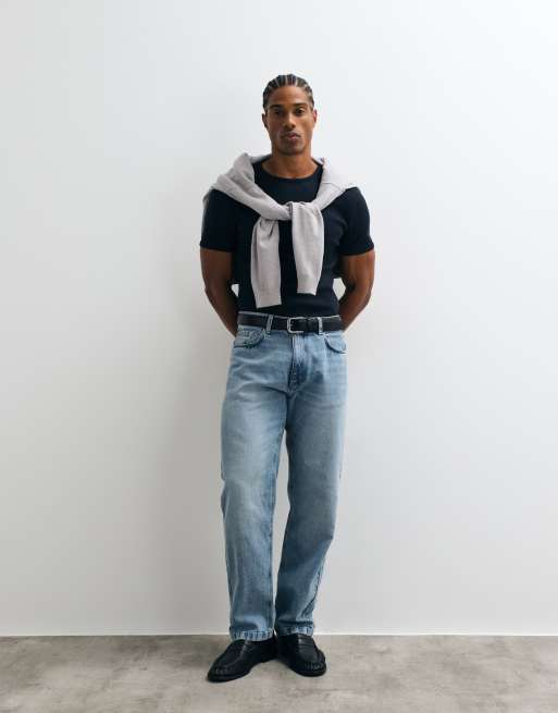 ASOS DESIGN – Marinblå, ribbad, superkraftig t-shirt i muscle fit, 2 av 7