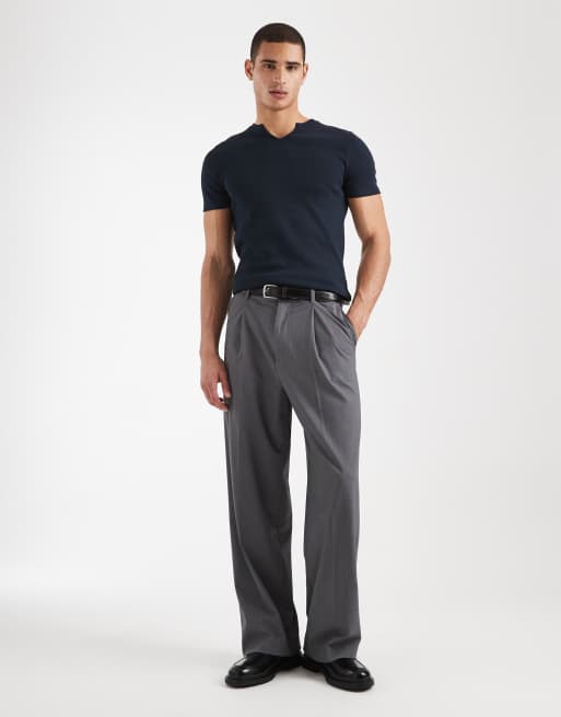 ASOS DESIGN – Marinblå, ribbad t-shirt i muscle fit med sprund  , 2 av 5