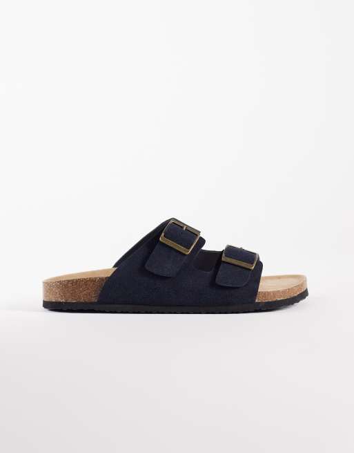 ASOS DESIGN – Marinblå sandaler med två remmar och korksula, 2 av 4
