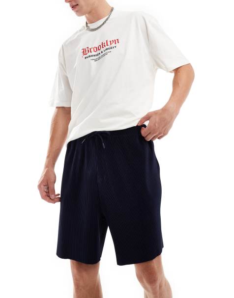 ASOS DESIGN – Marinblå shorts i oversize med stickad struktur - view 1