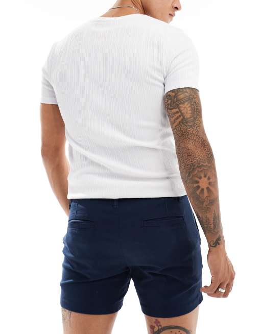 ASOS DESIGN – Marinblå, skinny, korta chino-shorts, 4 av 5