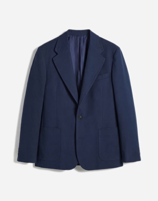 ASOS DESIGN – Marinblå, slouchy kavaj i bomullstwill, 6 av 12