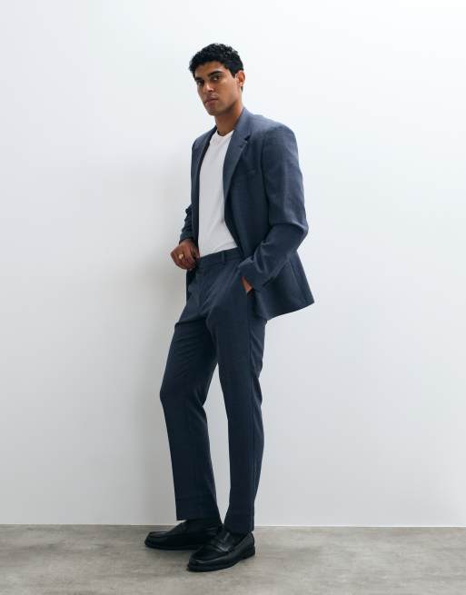 ASOS DESIGN – Marinblå kostym i slim fit och yllemixad tweed, 2 av 3