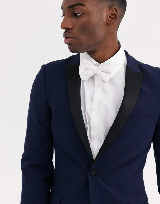 ASOS DESIGN – Marinblå smokingjacka med extra smal passform, 3 av 4