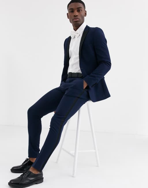 ASOS DESIGN – Marinblå smokingjacka med extra smal passform, 4 av 4