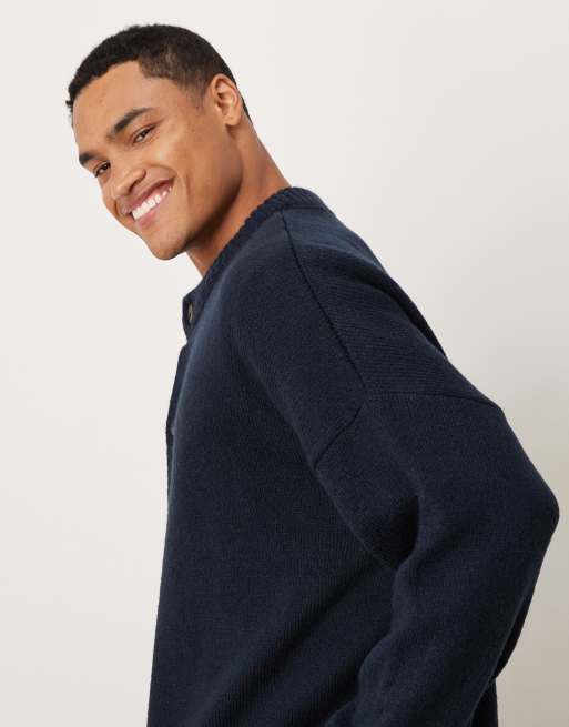 ASOS DESIGN – Marinblå, stickad kofta i extra oversize med boxig passform och rund halsringning, 4 av 5