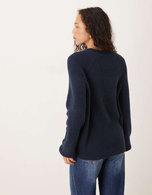ASOS DESIGN – Marinblå, stickad kofta med raglanärmar, 3 av 4