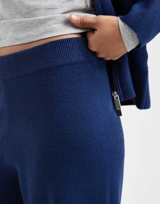 ASOS DESIGN – Marinblå, strukturerade byxor med vida ben, del av set, 5 av 5